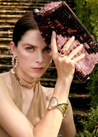 pochette paillettes marroni