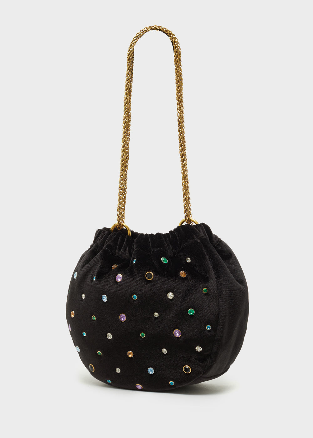 Black velvet bucket online bag