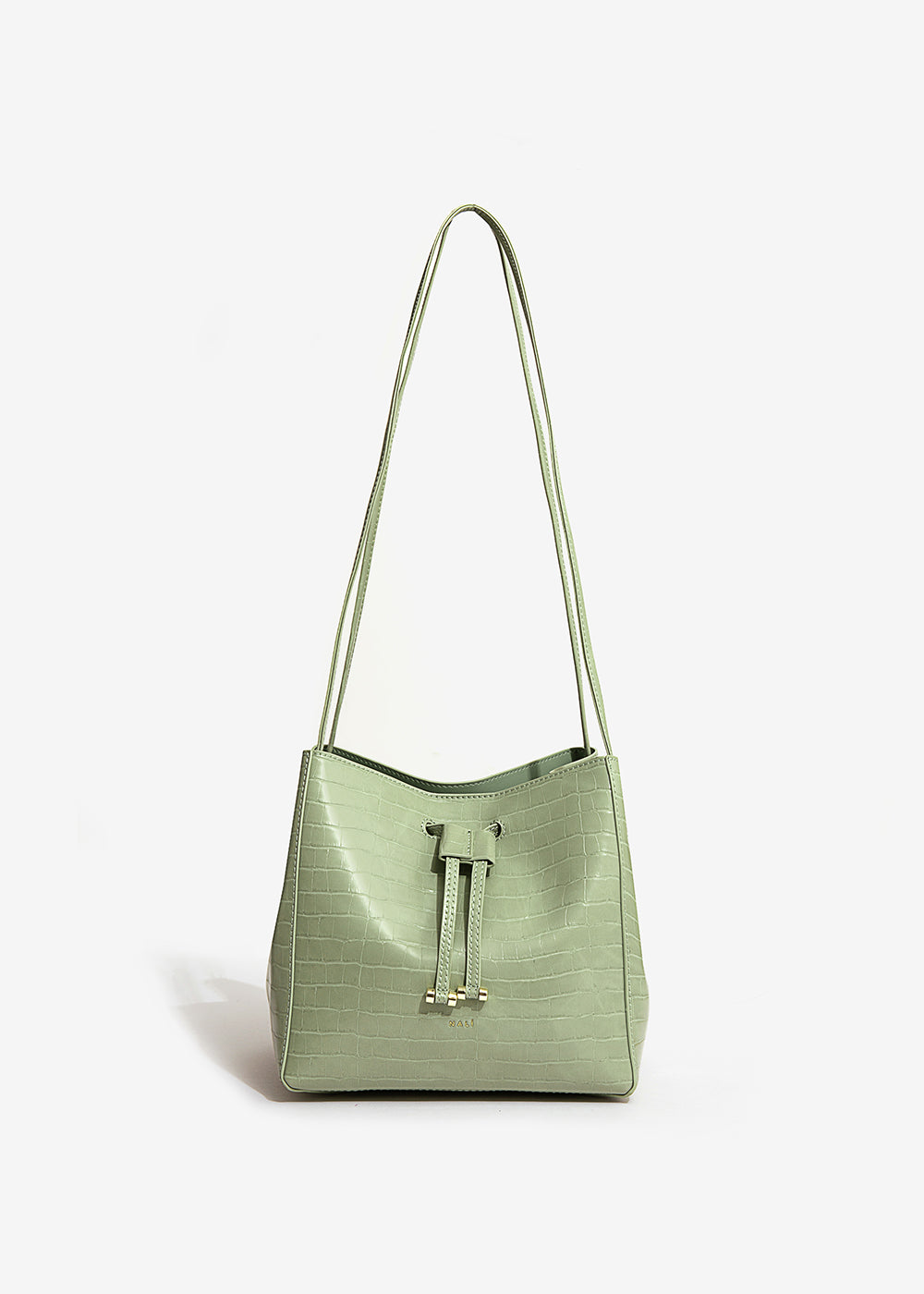 MINT GREEN CROC EFFECT BUCKET BAG